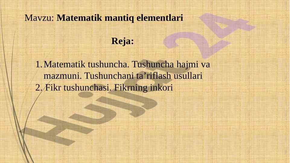 Matematik mantiqning asosiy elementlari