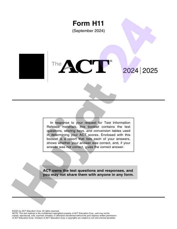 Act imtihonlari uchun test ma'lumotlari