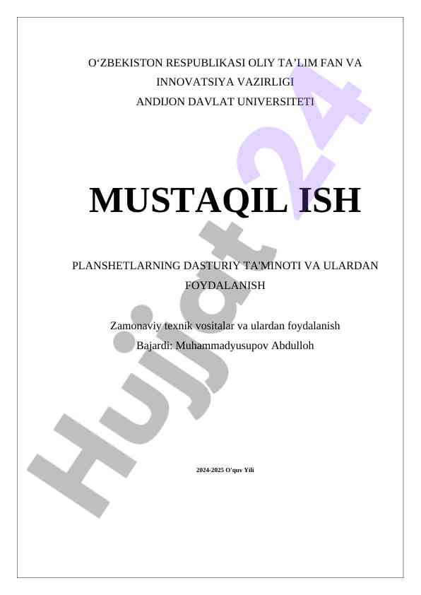Planshetlarning dasturiy ta'minoti va foydalanish
