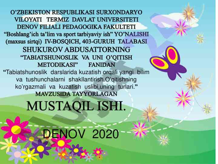 Tabiatshunoslik darslarida kuzatish usullari