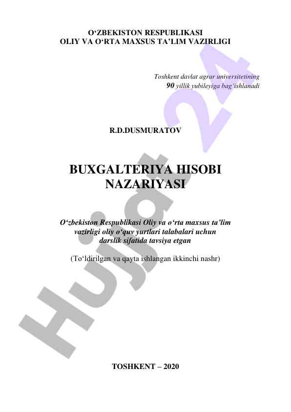 Buxgalteriya hisobi nazariyasi darsligi