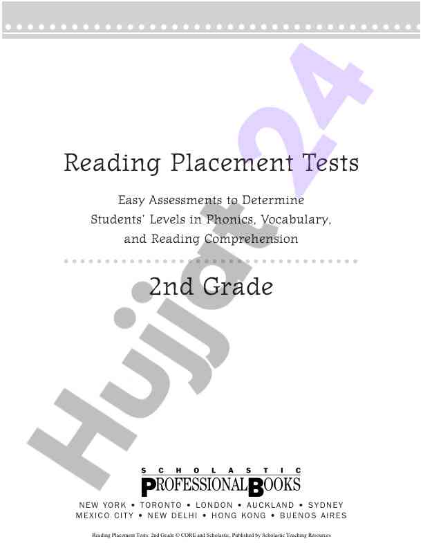 Reading placement tests for 2nd grade assessment