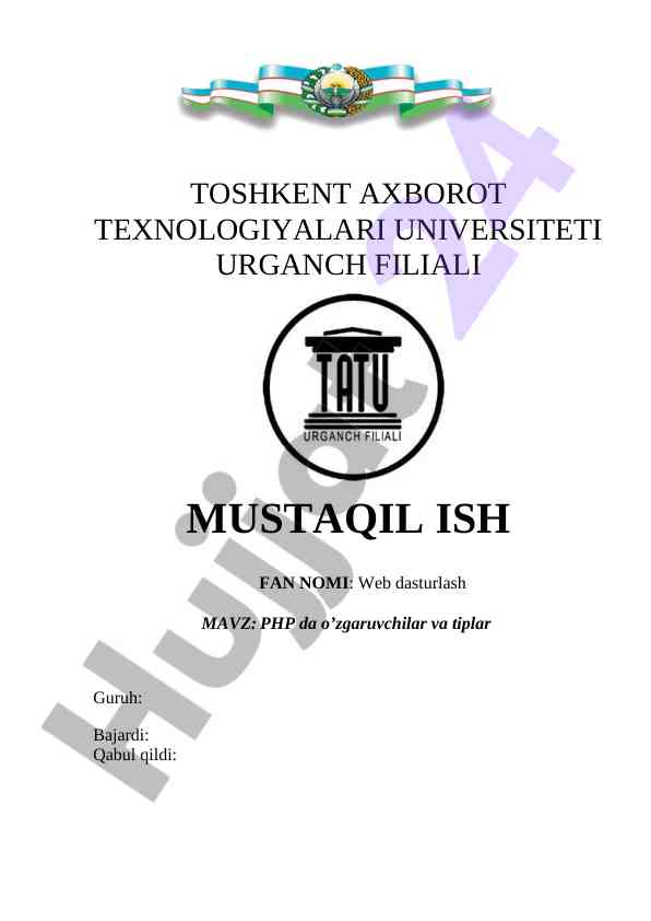 Php dasturlashda o'zgaruvchilar va tiplar