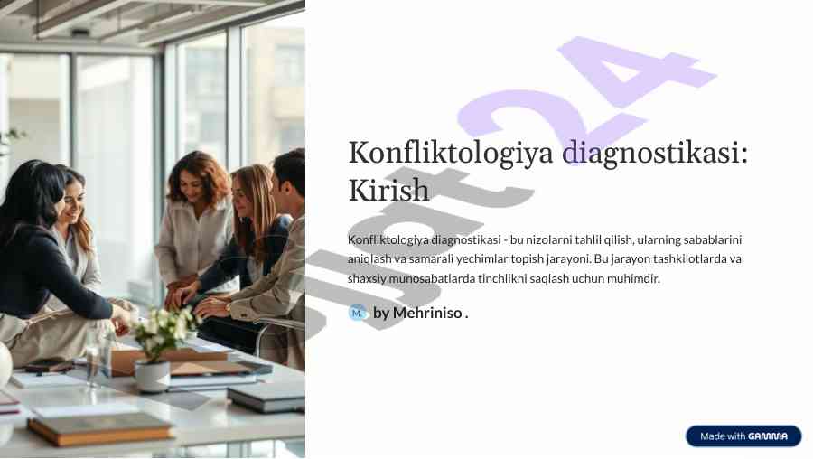 Konfliktologiya diagnostikasi: nizolarni tahlil qilish