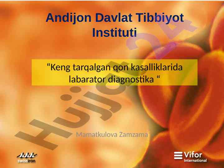 Laborator diagnostika keng tarqalgan qon kasalliklarida