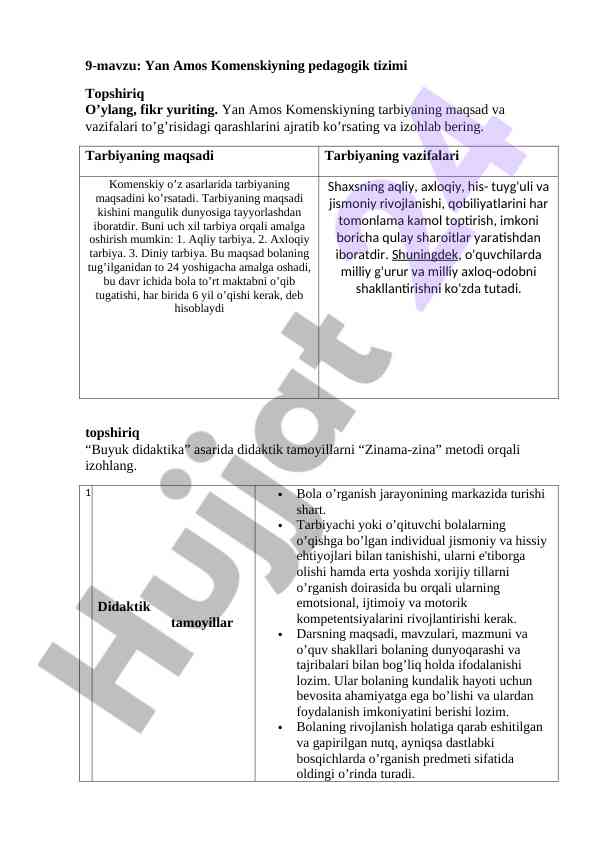 Yan amos komenskiyning pedagogik tizimi