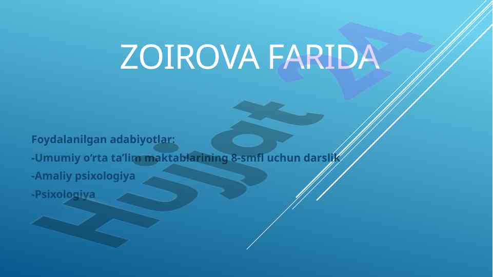 Psixologiya darsligi va asosiy tavsiflar