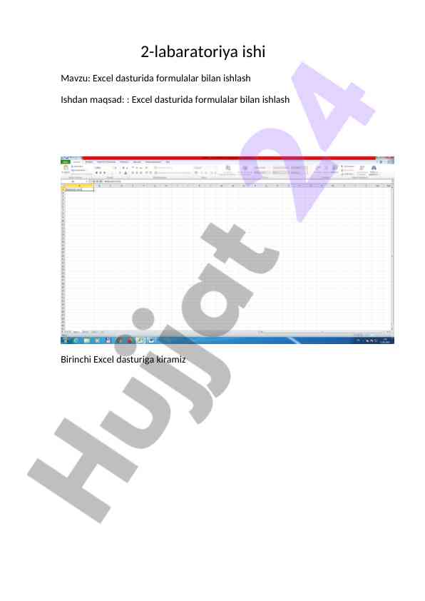 Excel dasturida formulalar bilan ishlash