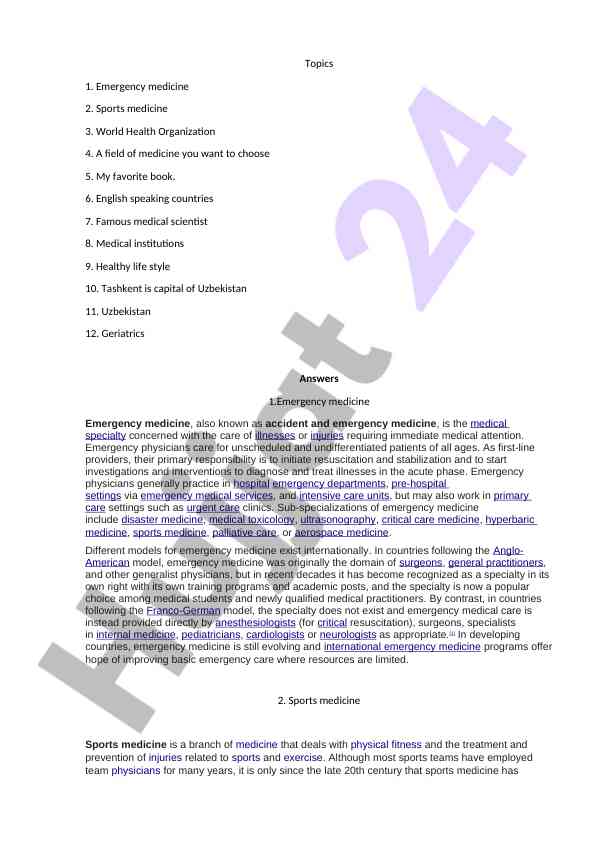 Overview of emergency medicine and its specializations