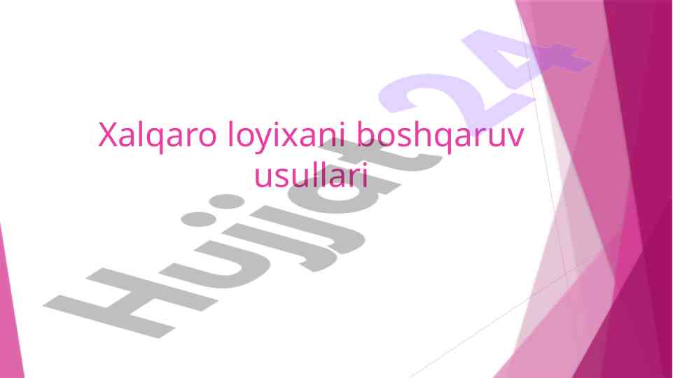 Xalqaro loyihani boshqarish usullari haqida ma'lumot