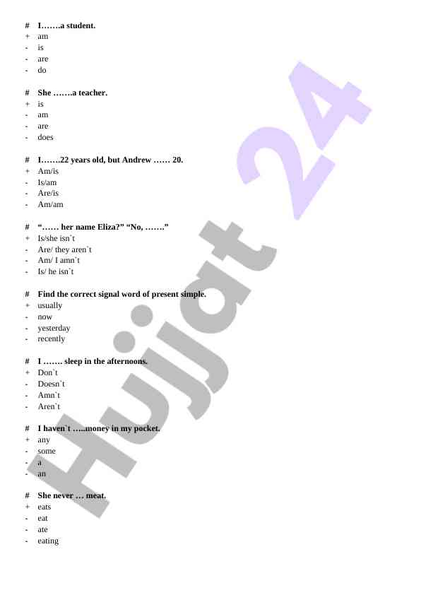 Present simple tense qoidalari