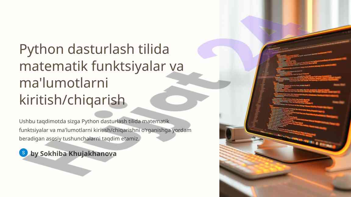 Python dasturlashida matematik funktsiyalar taqdimoti