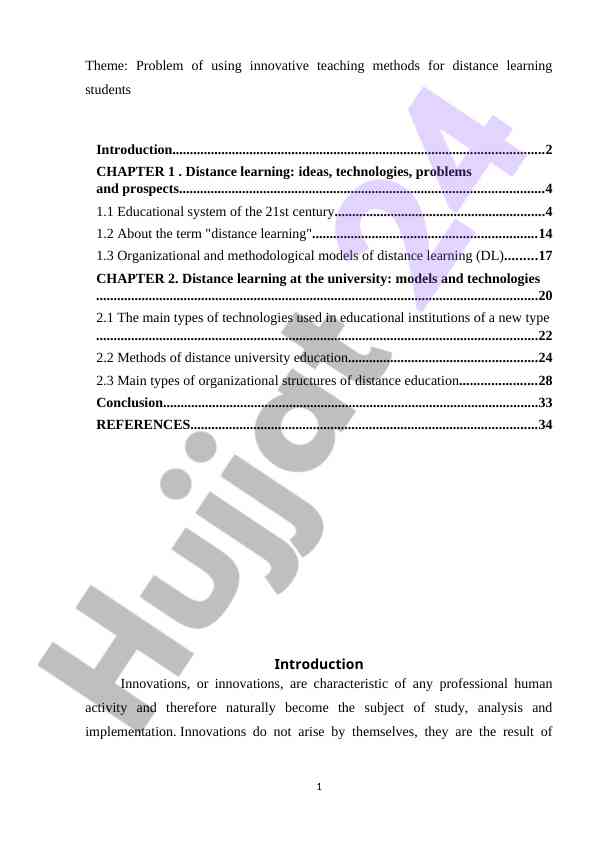 Innovatsion o'quv usullarining keltirishi