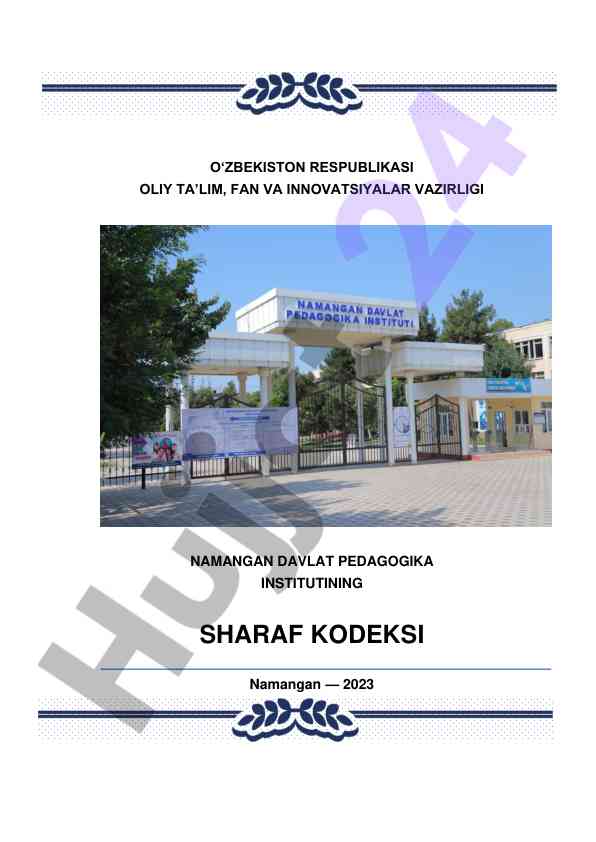 Sharaf kodeksi namangan davlat pedagogika instituti