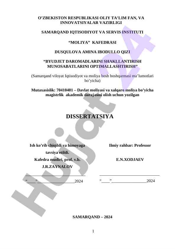 Byudjet daromadlarini boshqarish masalalari