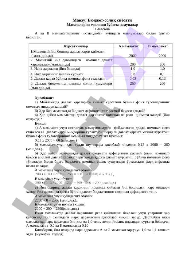 Byudjet-Solıq Siyosati Masalalari