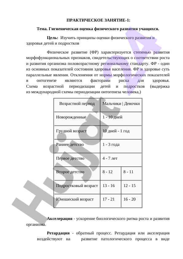 Гигиеническая оценка физического развития учащихся