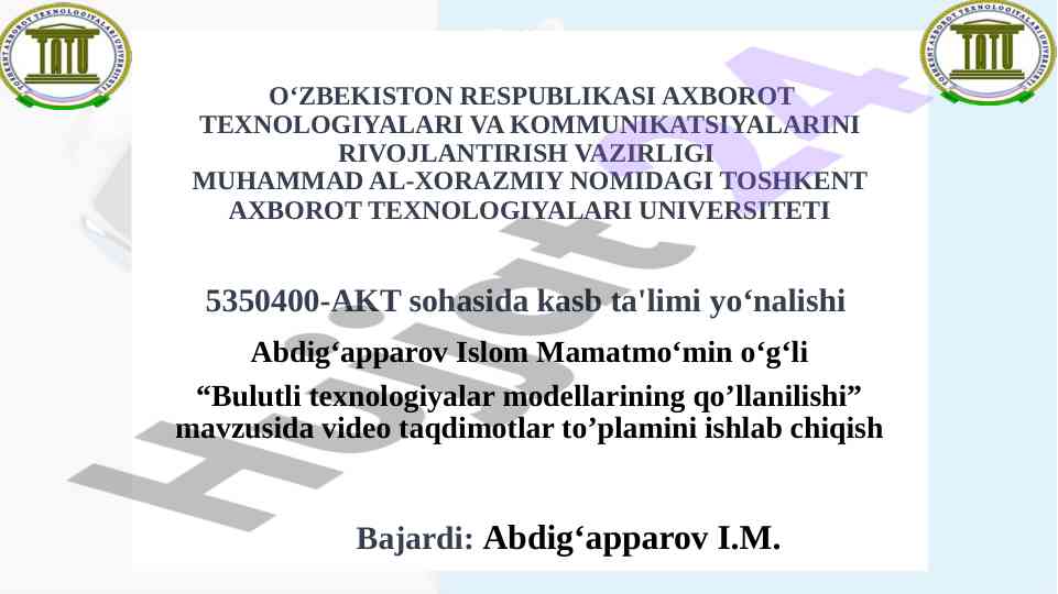 Bulutli texnologiyalar modellarining qo‘llanilishi