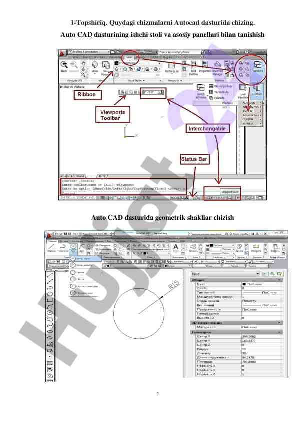 Autocad va mathcad dasturlarida chizmalar yaratish
