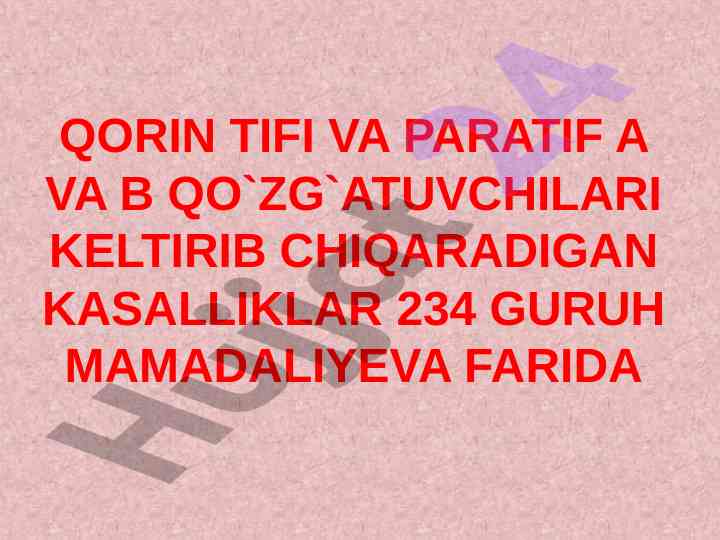 Qorin tifi va paratif a b kasalliklari tahlili