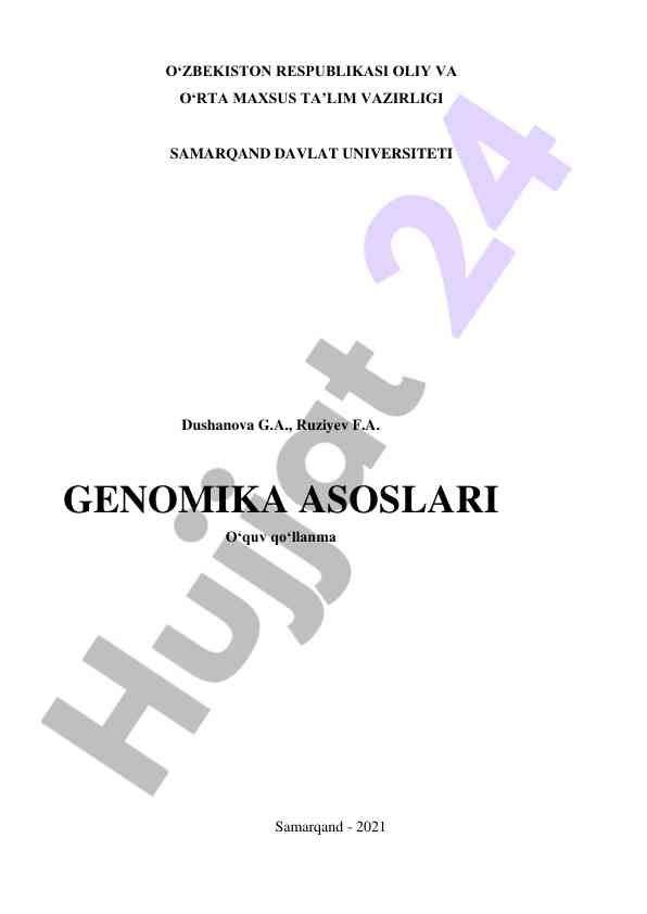 Genomika asoslari o‘quv qo‘llanma 2021