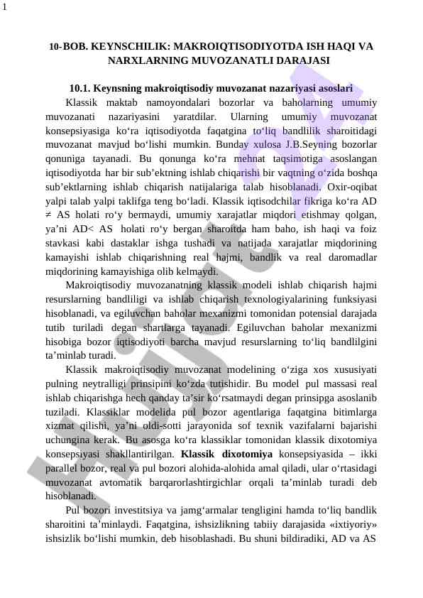 Keynschilik: makroiqtisodiy muvozanat tahlili
