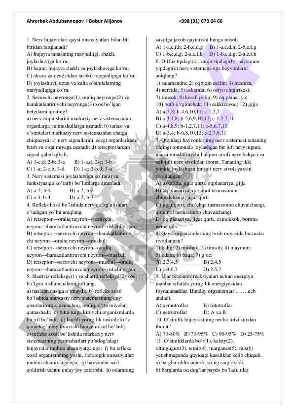 Nerv hujayralari va ularning xususiyatlari