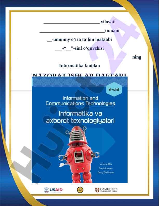 Nazorat ishiga doir savollar