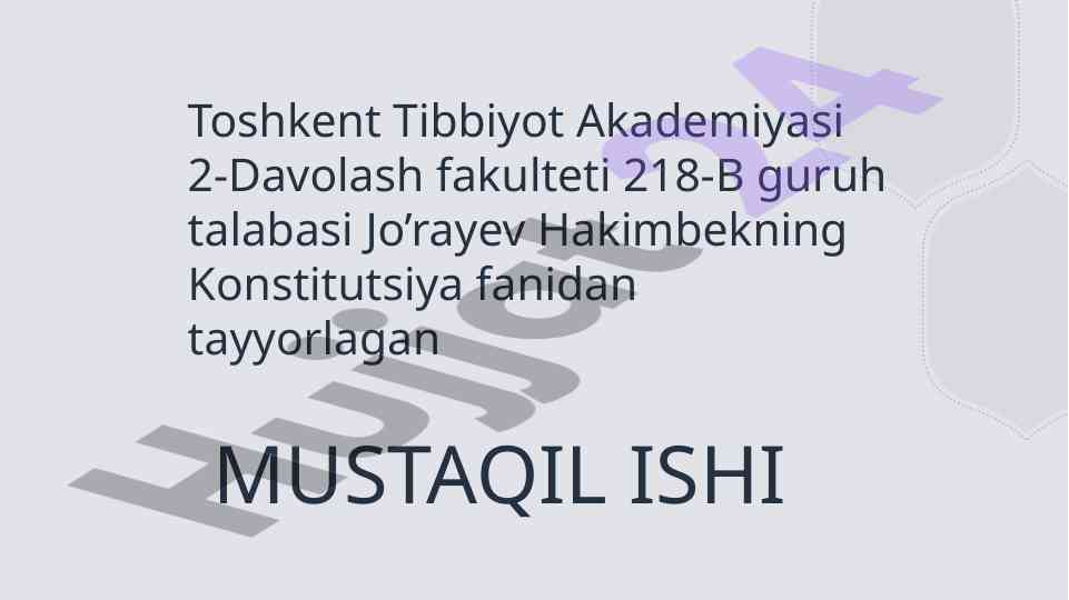 Ekologiya va atrof muhitga kirish mustaqil ish