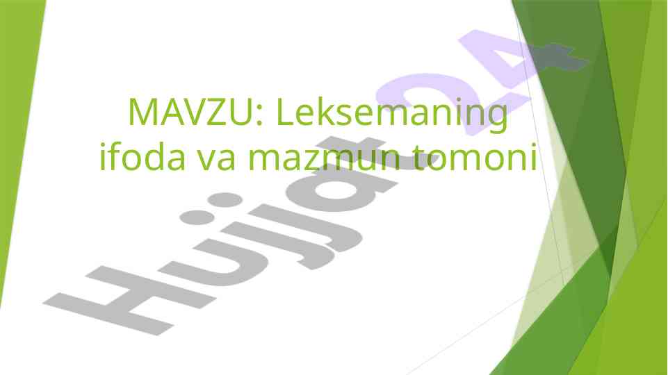 Leksemaning ifoda va mazmun tomoni tahlili
