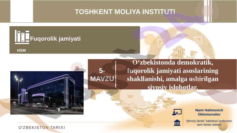 O'zbekistonda demokratik jamiyat va islohotlar