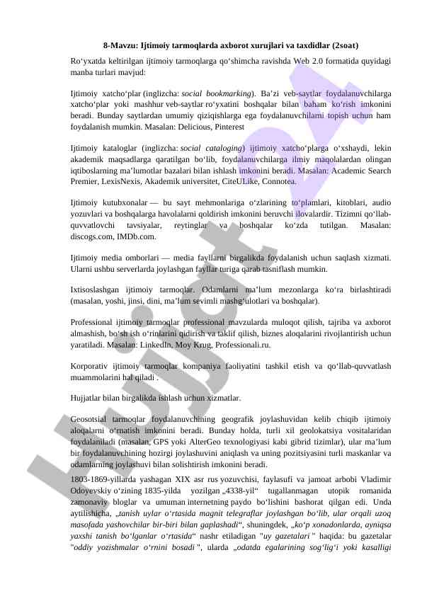 Ijtimoiy tarmoqlarda axborot xurujlari va taxdidlar