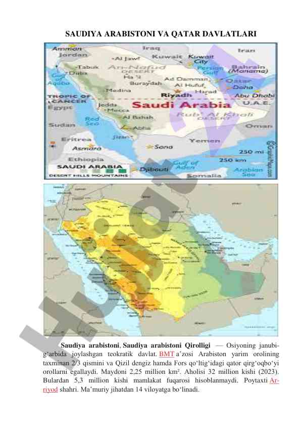 Saudiya arabistoni va qatar davlatlari siyosiy tuzilishi