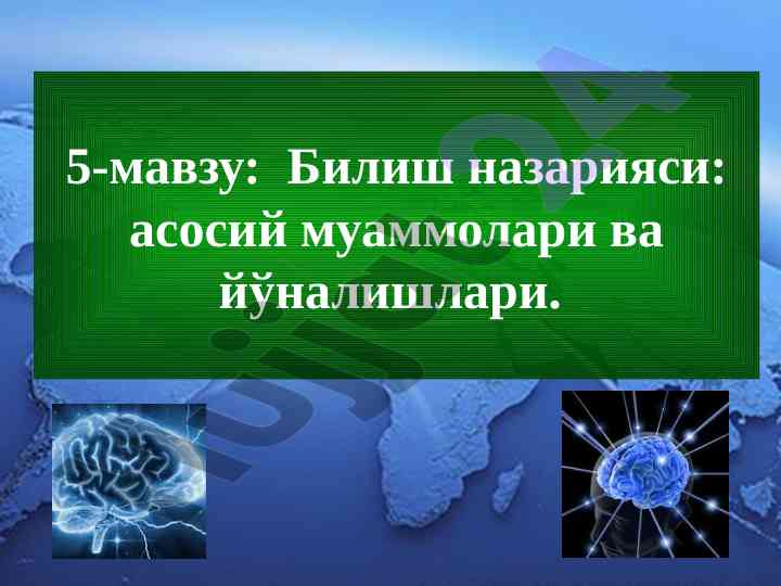 Bilish nazariyasi: asosiy muammolari va yo'nalishlari