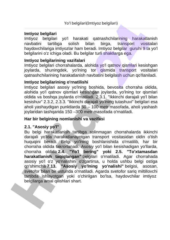 Imtiyoz belgilari va ularning vazifalari