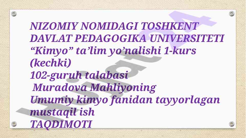 Eritmalar va ularning xossalari taqdimoti