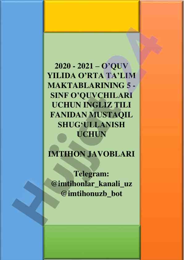 O’rta ta’limda ingliz tili imtihon javoblari
