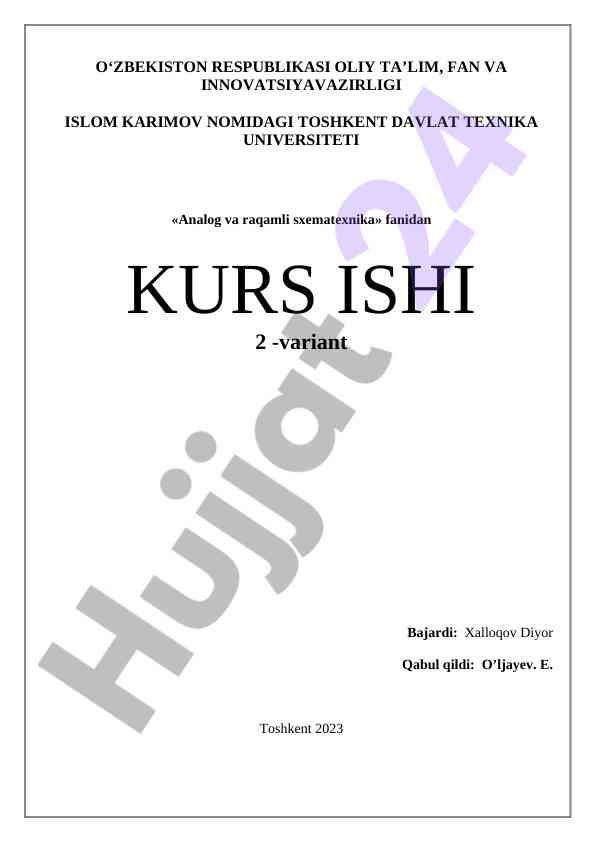 Kurs ishida analog va raqamli sxematexnika tavsifi