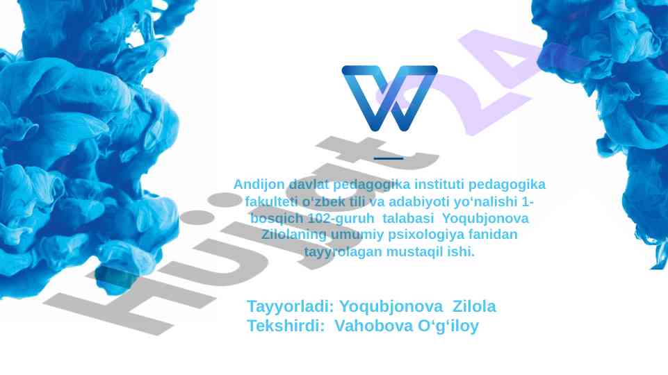 Umumiy psixologiya fanidan mustaqil ish