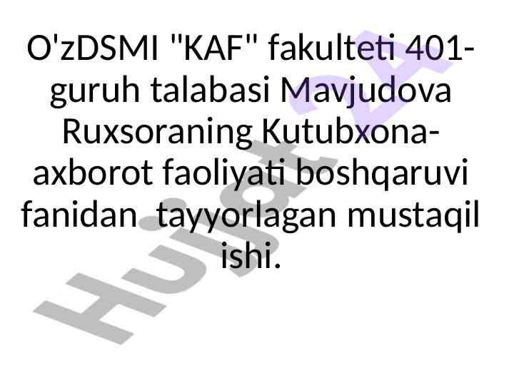 Kutubxona-axborot tashkilotlarining tashkiliy tuzilishi
