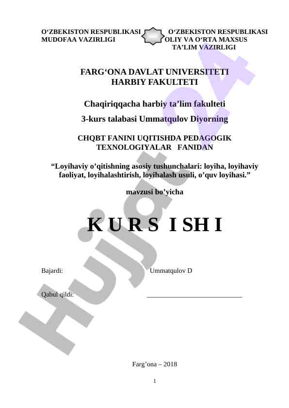 Loyihaviy o‘qitishning asosiy tushunchalari