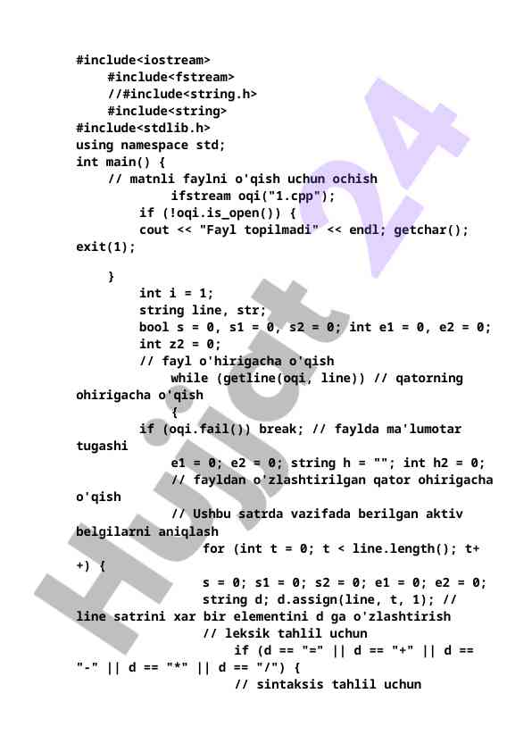 Matnli fayllar bilan ishlashda c++ darsligi
