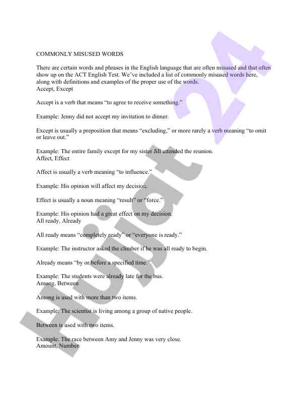 Commonly misused words in english language