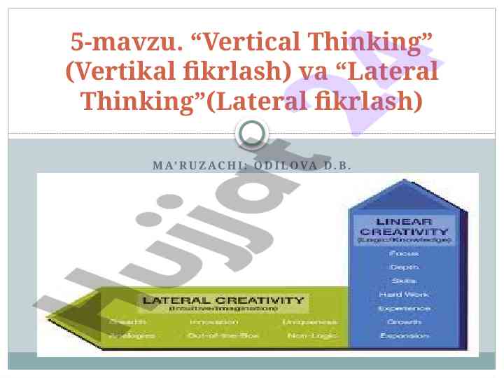 Vertical va lateral fikrlash tushunchalari