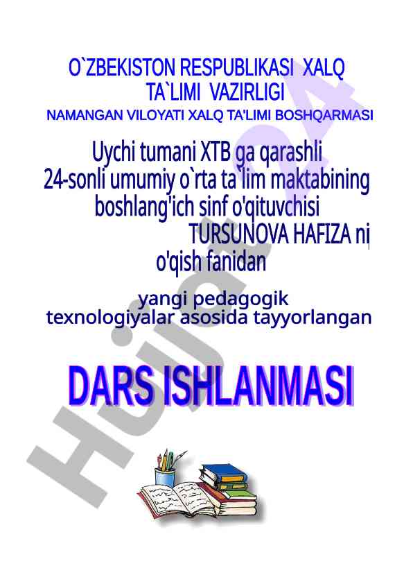 Ona allasi mavzusi bo'yicha dars ishlanmasi