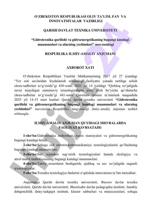 Gidrotexnika qurilishi va gidroenergetikaning muammolari
