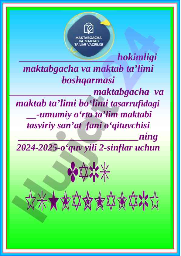 Tasviriy san'at fani mavzu rejasi 2024-2025