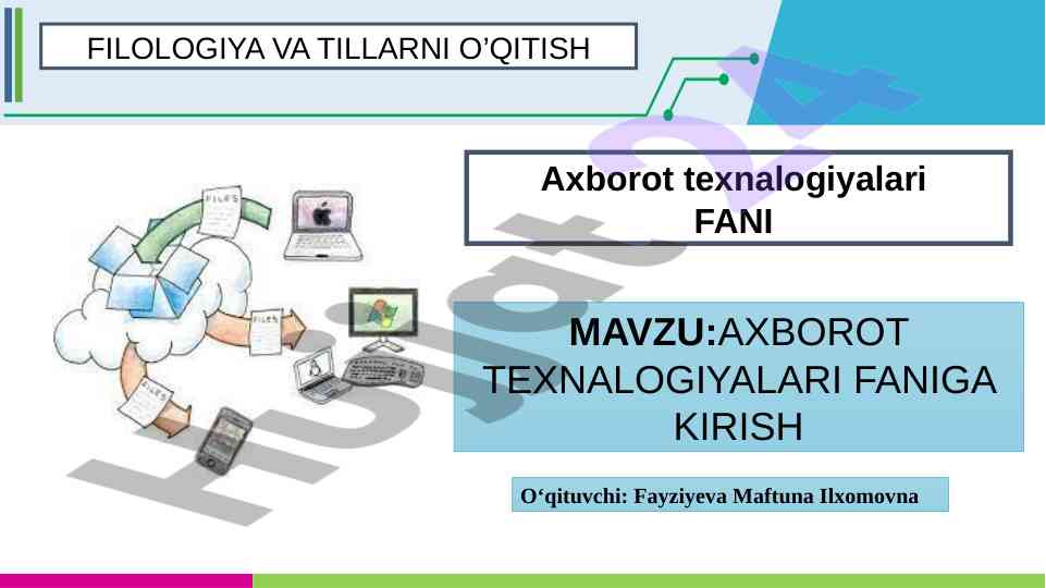 Axborot texnalogiyalari faniga kirish darsligi