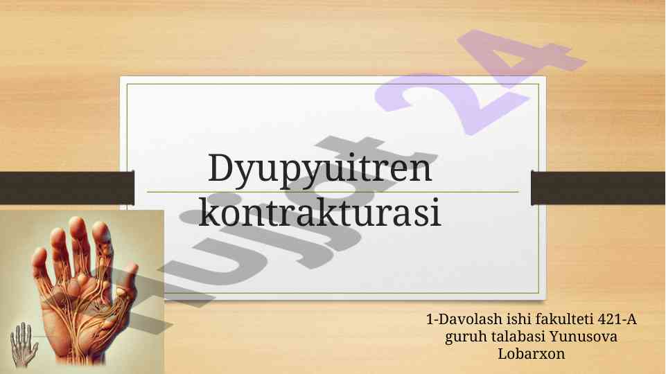 Dyupyuitren kontrakturasi sabablari va davolash usullari