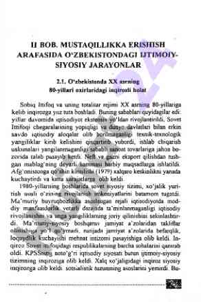 O‘zbekistonda xx asr siyosiy jarayonlar tahlili